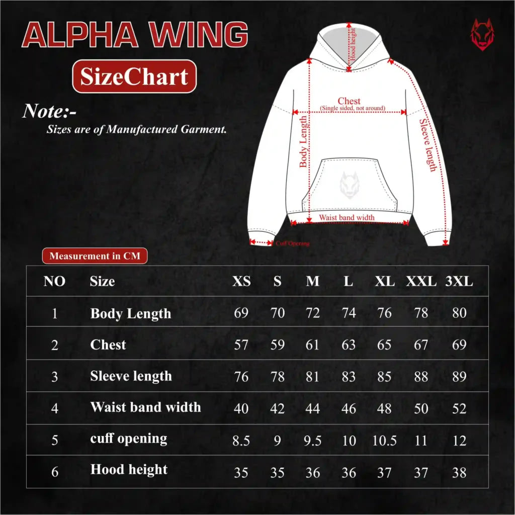 Hoodies size chart