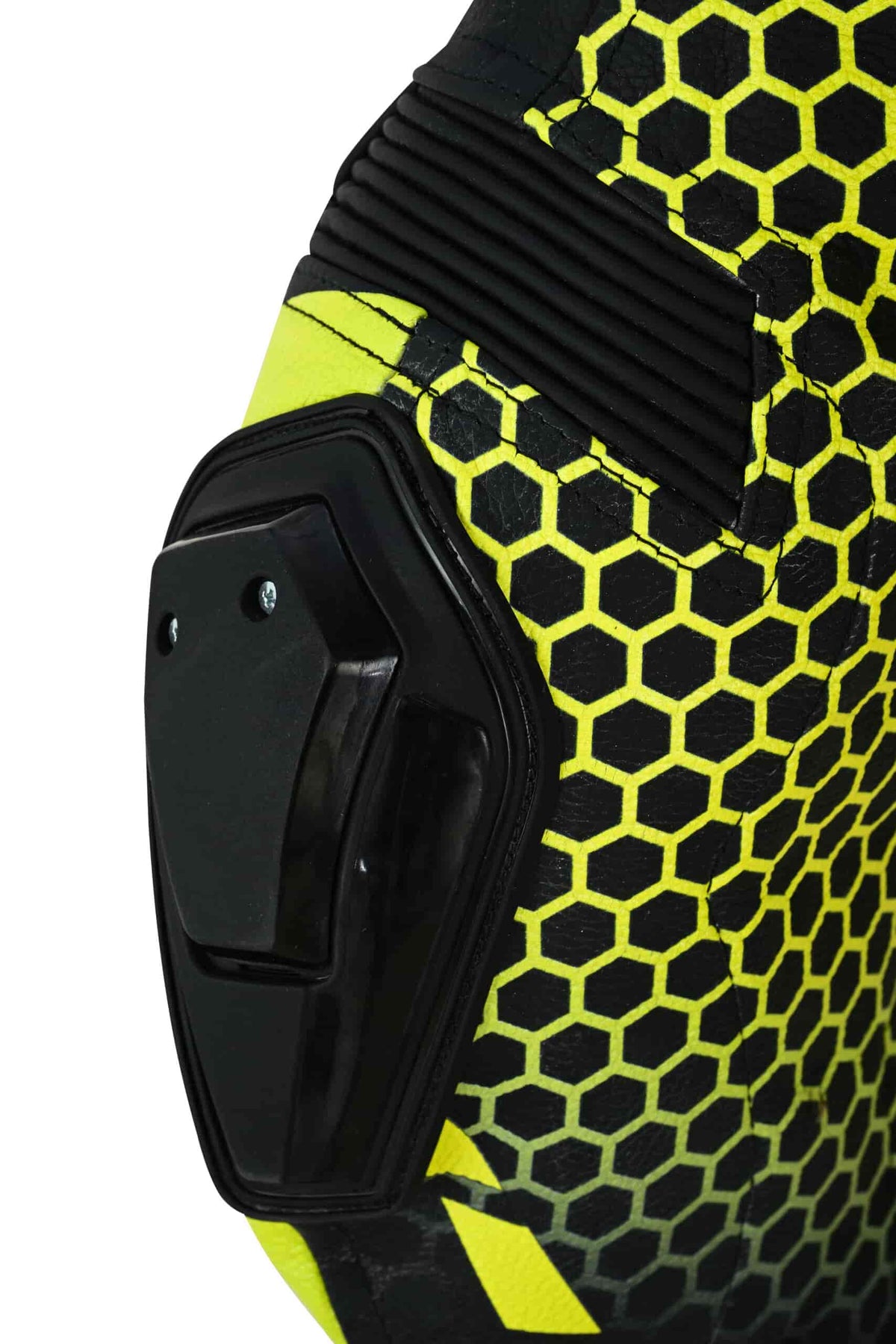 Close-up of ViperStrike racing suit chest and arm ventilation panels for airflow cooling